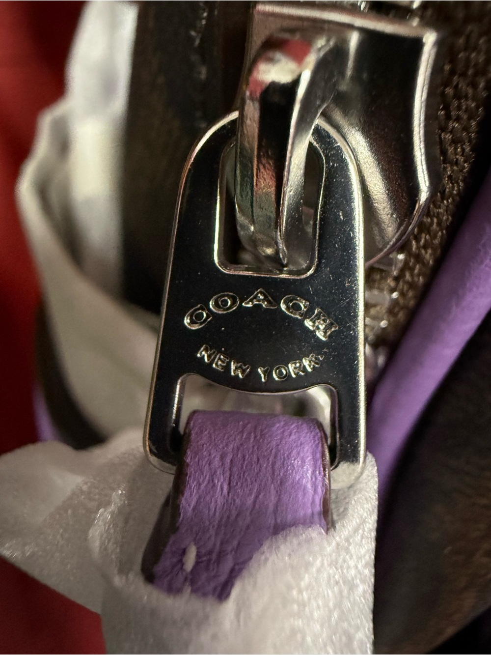 Coach Brown Signature Canvas Backpack with Lilac Trim - Picture 4 of 6